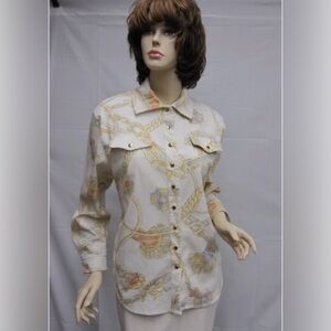 St. John Sport by Marie Gray Cream Jacket with Gold Accents